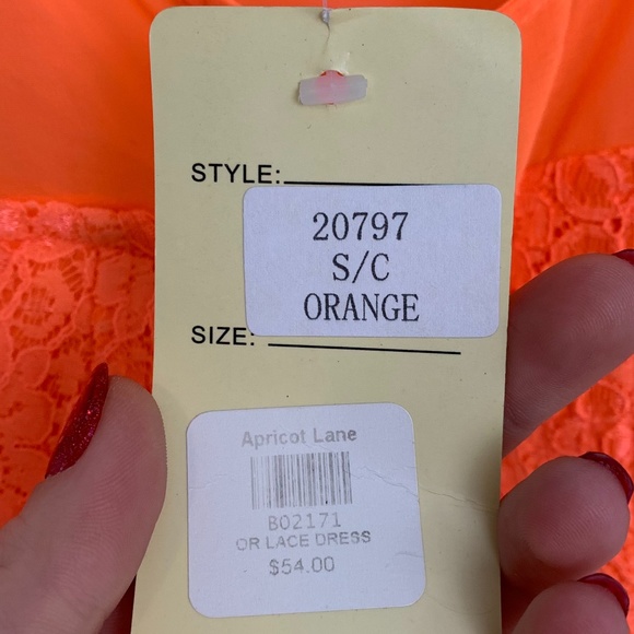 NWT Love Point Bright Orange Lace Midi Dress - Picture 5 of 8